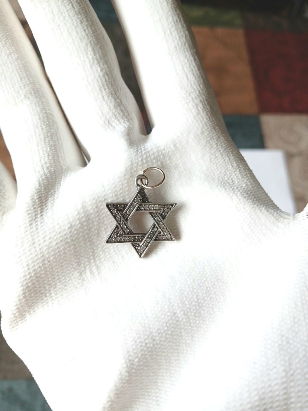 Star of David Diamond Pavé Charm Pendant in Silver